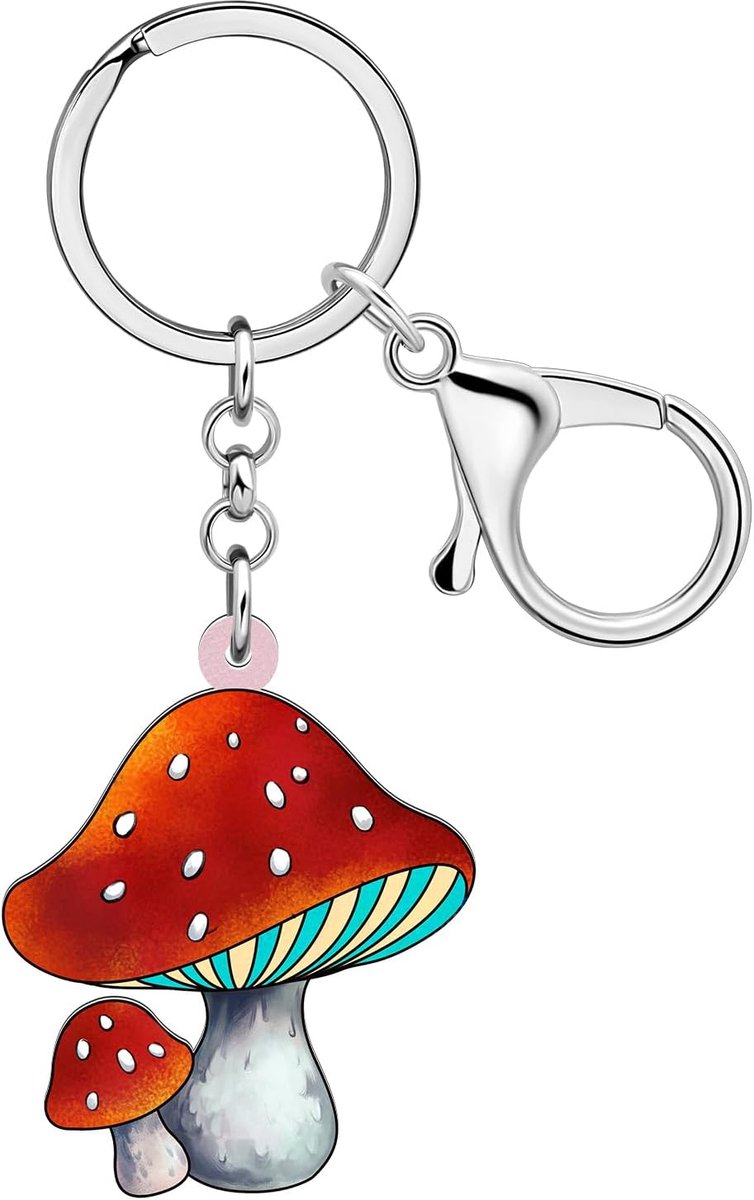 Schattige Paddestoel Sleutelhanger Rode Paddestoel Sleutelhanger Charms Voor Vrouwen Party Vakantie Geschenken Portemonnee Auto Rugzak Decor