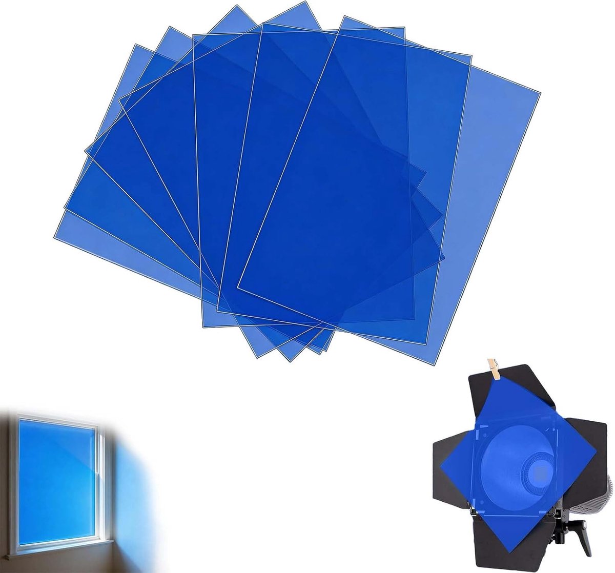 lichtfilter folie A4 hittebestendig – 0,3 mm PVC lichtfolie voor decoratie, DIY projecten en oogbescherming – transparant blauw vel voor verlichting, kunst en ramen – rustgevend effect