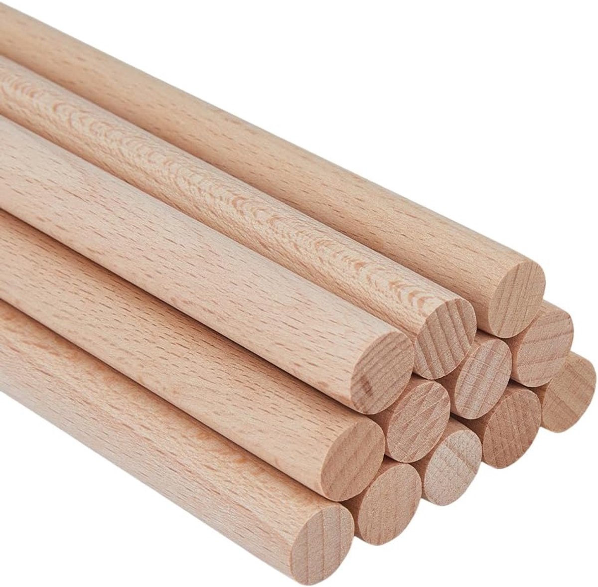 Houten knutselstaaf, deuvelstaaf, hardhouten staven, 19 x 2 cm, onbehandelde natuurlijke houten staven, massief houten stokken, houten pluggen voor knutselen, doe-het-zelf breien