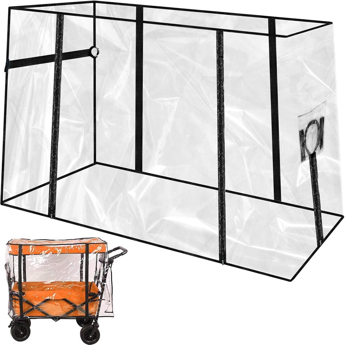 regenbescherming, transparant, regenhoes met ritssluiting, regenhoes, universeel, geschikt voor handwagen, regenhoes, bolderkar voor handwagen, opvouwbaar, strand, regenhoes, afdekking