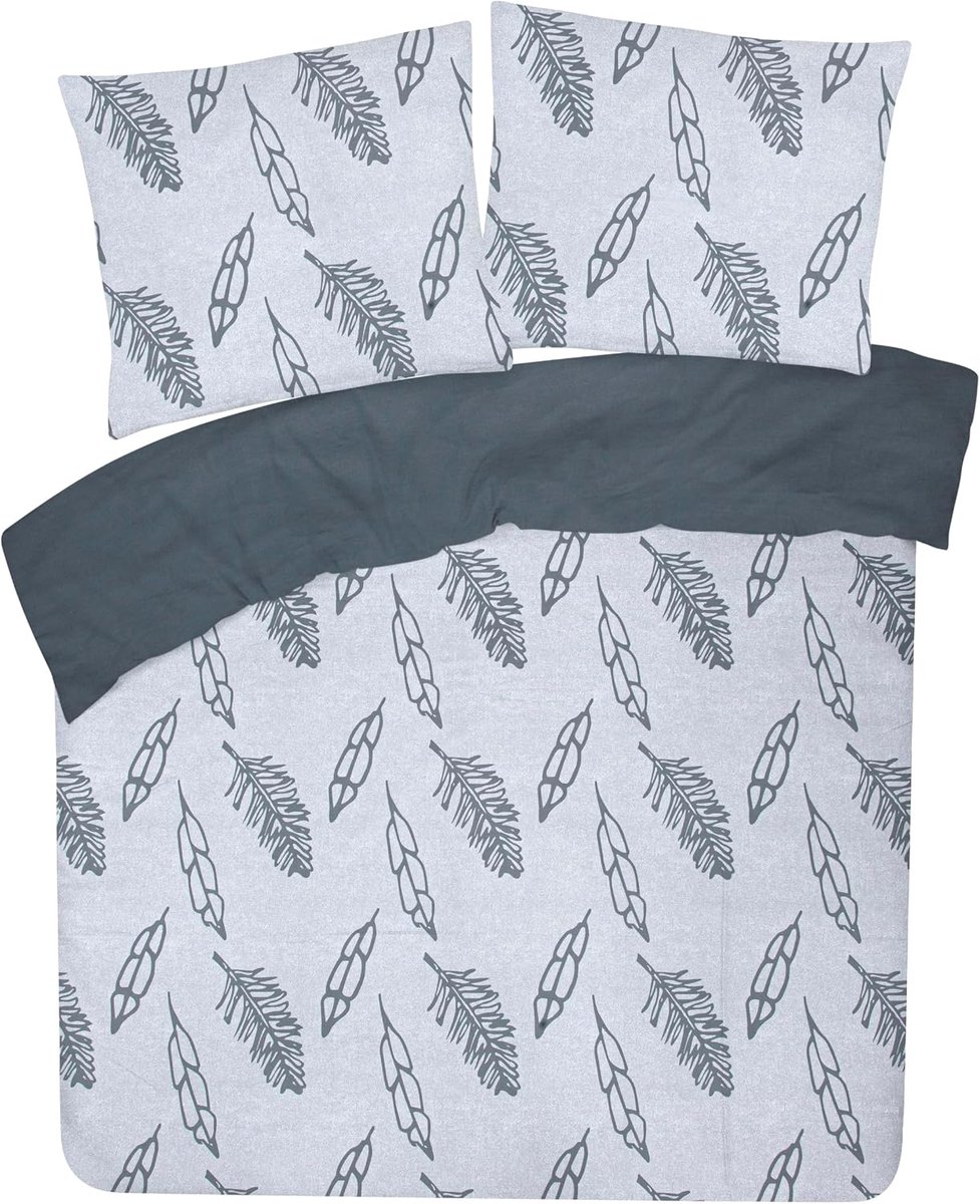 Dekbedovertrek 140x200 cm - 100% katoen - veren design - super zacht en ademend - SnelShoppen