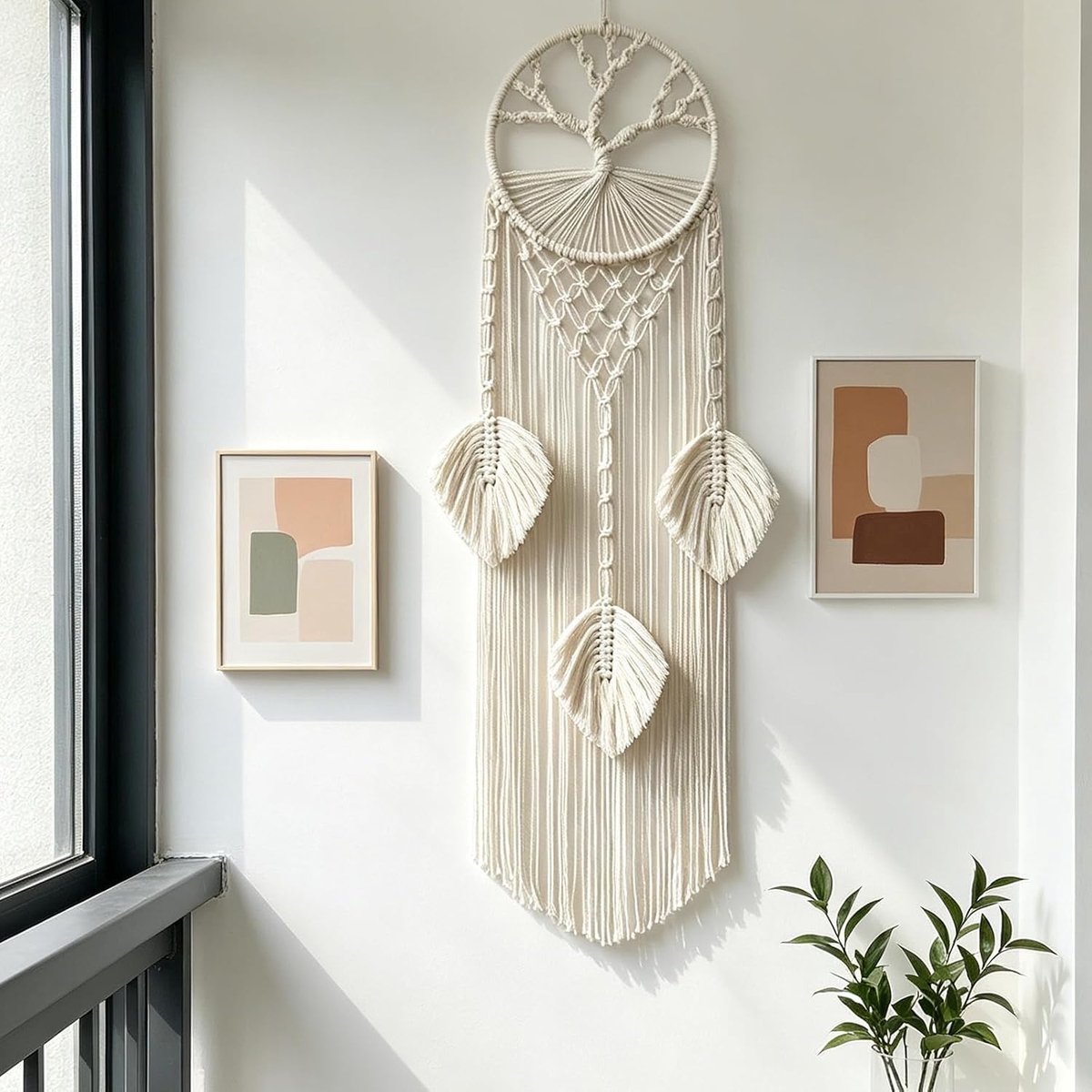 dromenvanger, wandbehang, levensboom, dromenvanger, macramé, wandopknoping voor bruiloften, slaapkamer, woonkamer en entree
