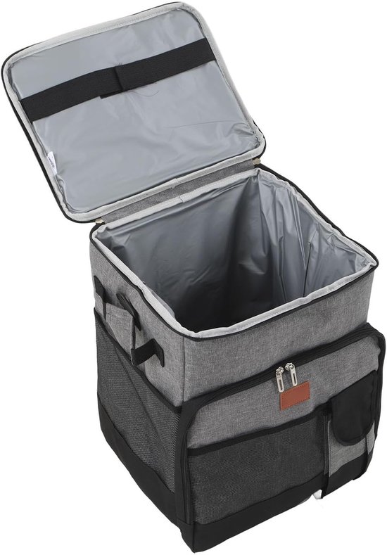 Koeltas op wielen - Grote trolley - Buitenactiviteiten opslag - Waterdicht en lekvrij - 35 liter capaciteit - Grijs — afbeelding 2