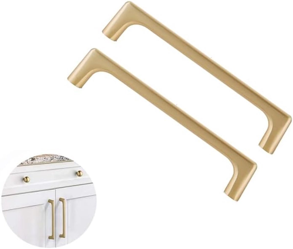 2pcs Keukenkast Handvatten Geborsteld Messing Lade Handvatten Kast Handgrepen, Handvat van zinklegering in Europese stijl (128mm)