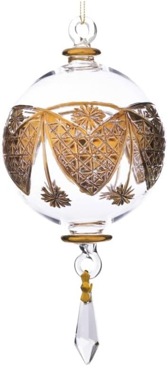Glazen kerstbal 14 cm - mondgeblazen - goudkleurig - sfeervolle decoratie - SnelShoppen