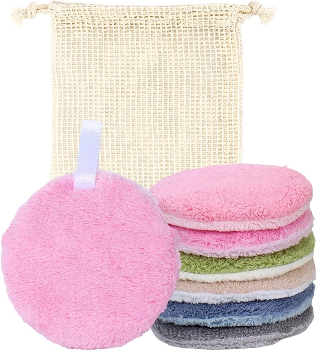 Pads, dubbelzijdige cirkel make-up remover pads, herbruikbare gezichtsreiniging pad voor dagelijkse reiniging, veelkleurig