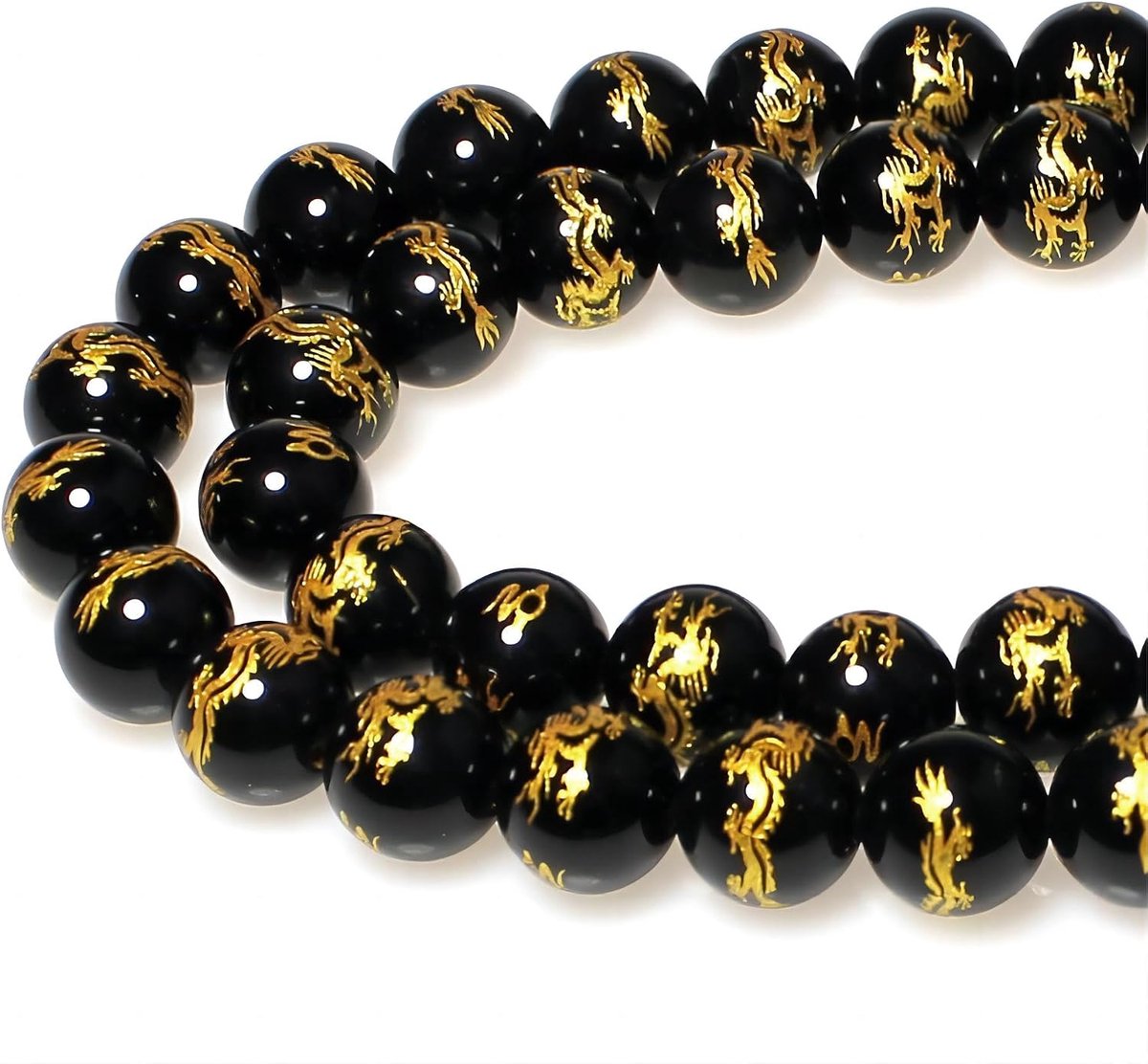 Kralen Onyx Gesneden Draak Ronde Losse Natuurlijke Halfedelsteen Kralen Voor het Maken van Sieraden Armbanden Kettingen