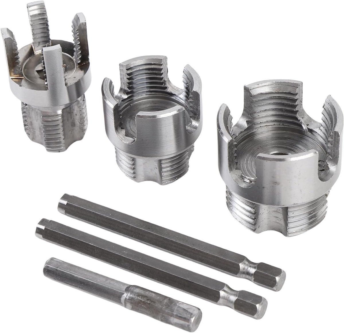 Pipe Threader Tool PVC Pipe Threader Loodgieter Tool Geïntegreerd Intern Extern Pijpdraadsnijgereedschap voor PVC PPR Plastic Buizen met 1/4 Inch Zeskantschacht G1/2 G3/4 G1