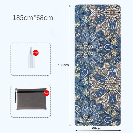 Opvouwbare Yogamat - Dunne Trainingsmat - Fitness en Yoga - Zweetabsorberend Antislip - 185 x 68 cm - Blauwe Mandala — afbeelding 5
