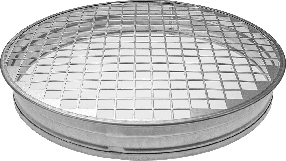 8" inch (netto 3/8 x 3/8 inch) kanaaleindkap met aluminium gaas - ronde roestvrijstalen kap, aluminium scherm - ventilatiekanaal eindkap - verkrijgbaar verschillende maten (4 "; 5"; 6"; 8"; 10" inch)