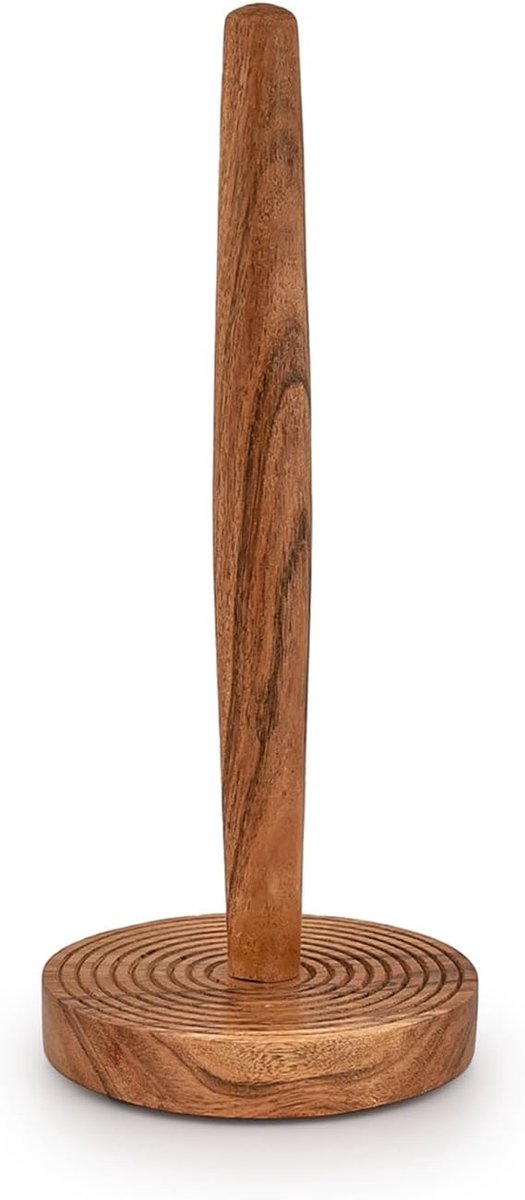 Papieren handdoekhouders ijzer en acaciahout keukenpapierhouder aanrecht staande handdoeken rolstandaard vrijstaand voor keuken (12,7 cm x 12,7 cm x 30,48 cm)
