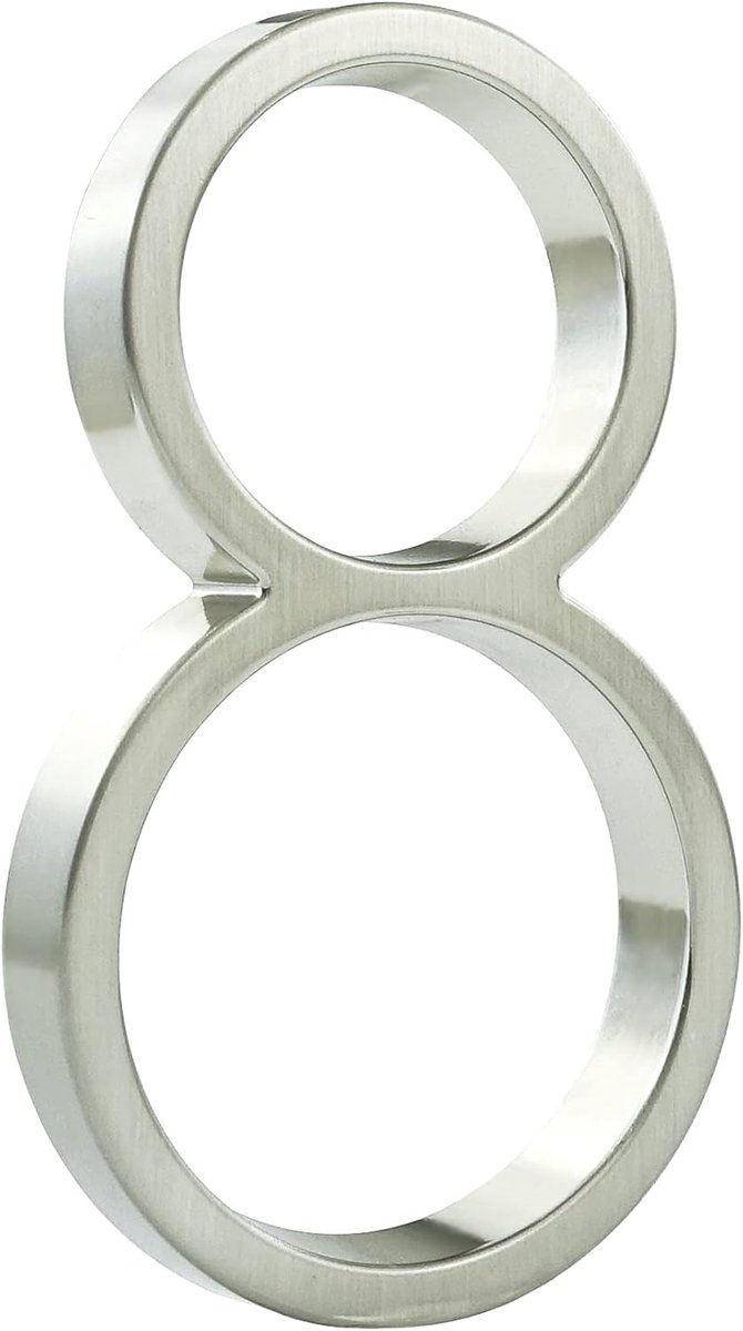 Drijvend huisnummerbord 5 inch (12 cm) moderne deurnummers bewegwijzering plaque straat huisadresnummers (zilver, 8)