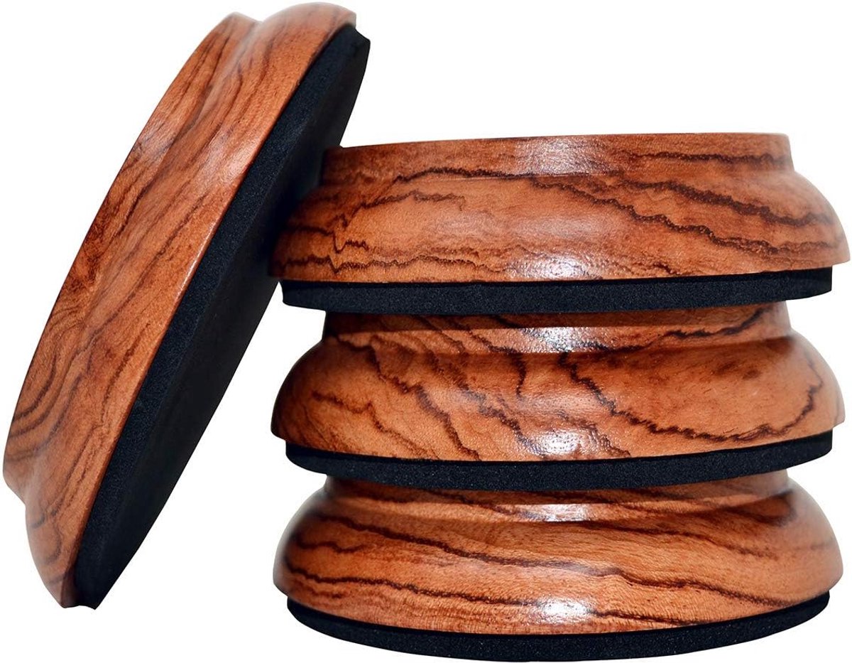 Set van 4 hardhouten schalen - Beschermende pads voor meubelpoten Piano wielen - Jacoranda