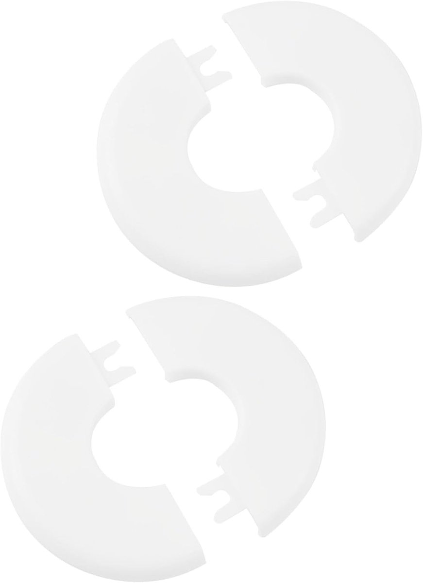 2 stuks zelfklevende ronde kunststof schildplaten, decoratieve buisplaten voor douchebuizen, binnendiameter 28 mm / 1,1 inch (wit)