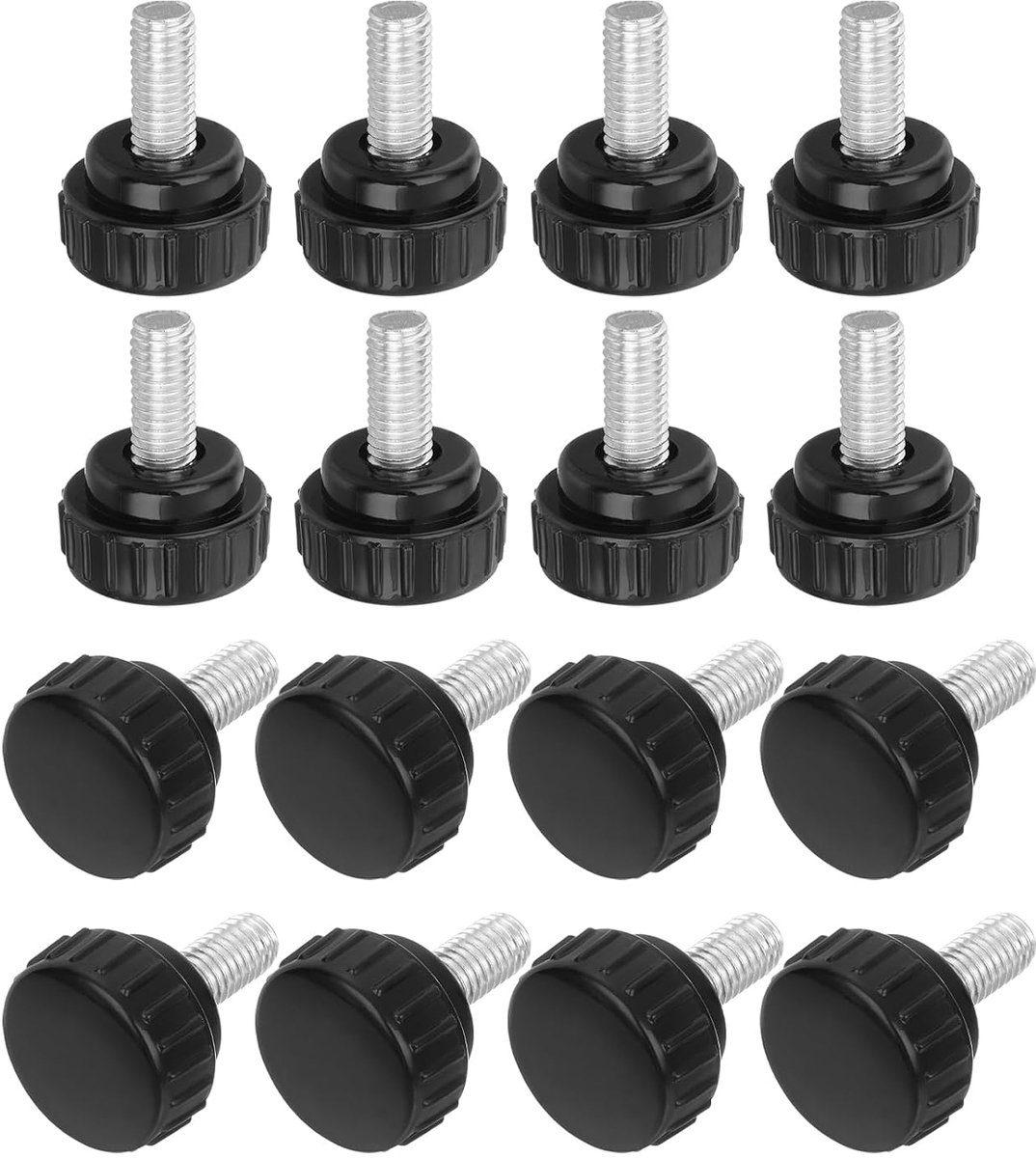 16 stuks verzonken kopschroeven met sleuf, M8 x 16 mm spanknopschroef met gekartelde kopschroef van verzinkt koolstofstaal voor snelwisselschroeven, zwart