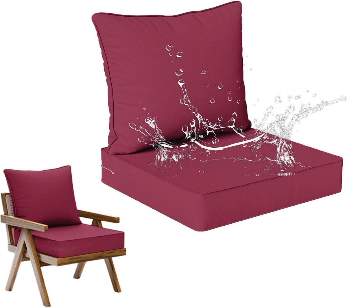 Tuinmeubelkussenset - Zit en rug - Buiten comfort - Waterafstotend - 48x48 cm - Grijs