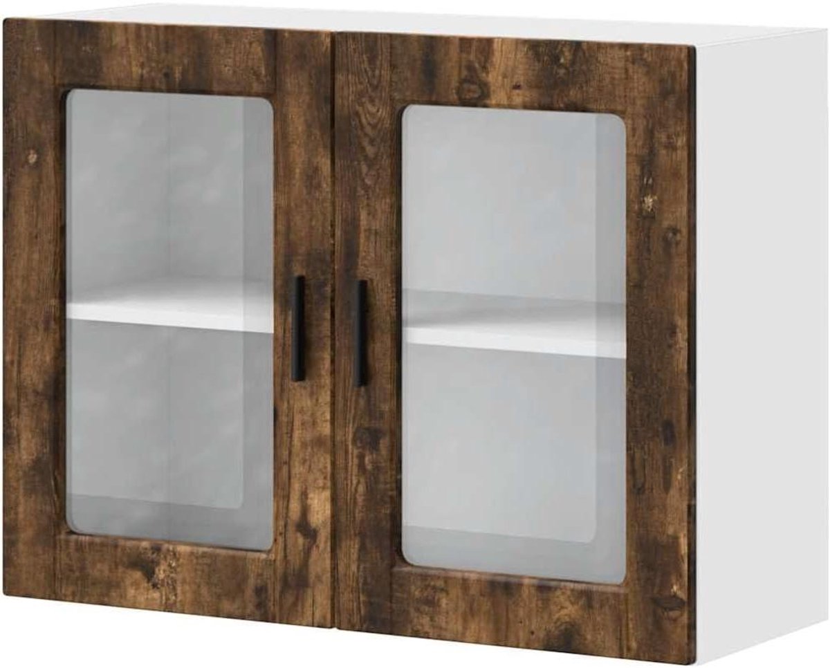 Keukenbovenkast - Wandmeubel Keuken - Keuken Organiseren - Glazen Deur - 80 x 31 x 60 cm - Gerookt eiken