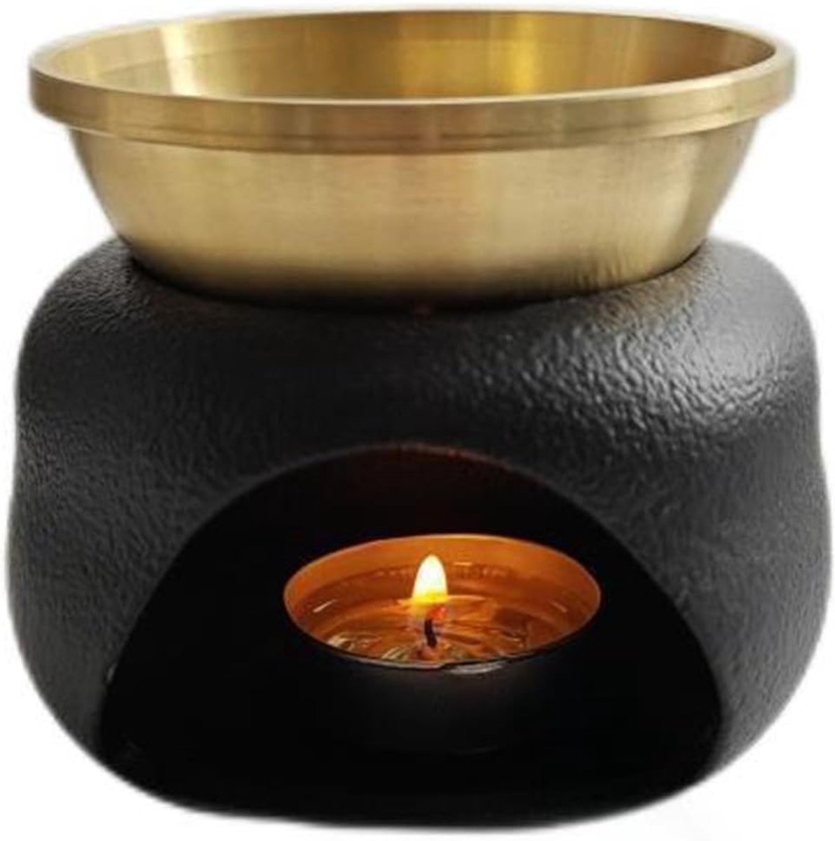 Aroma lamp keramisch 10cm - zwart goud - wax melt brander - perfect voor aromatherapie - SnelShoppen