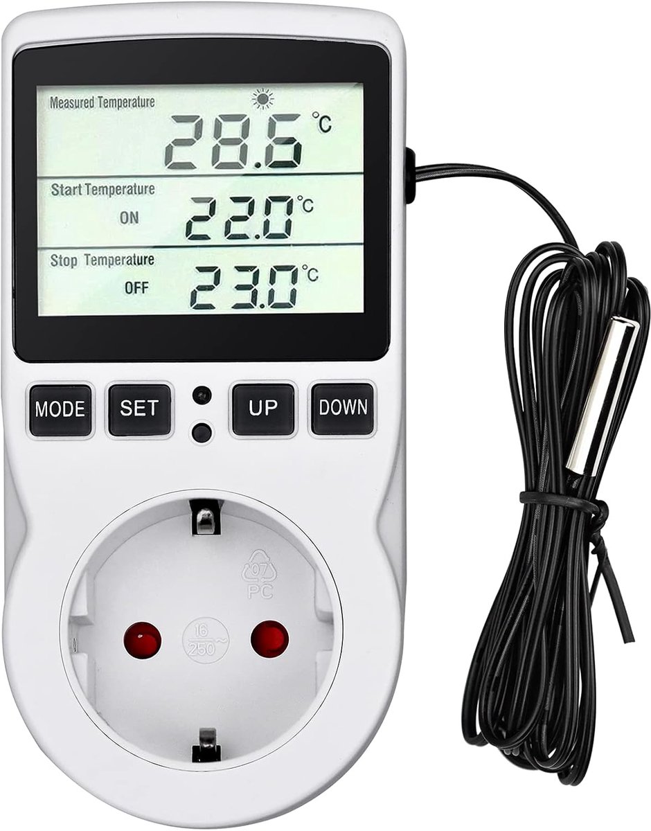 Digitale thermostaat 230V - temperatuurregeling - tot 120°C - ideaal voor verwarmingsdeken - SnelShoppen