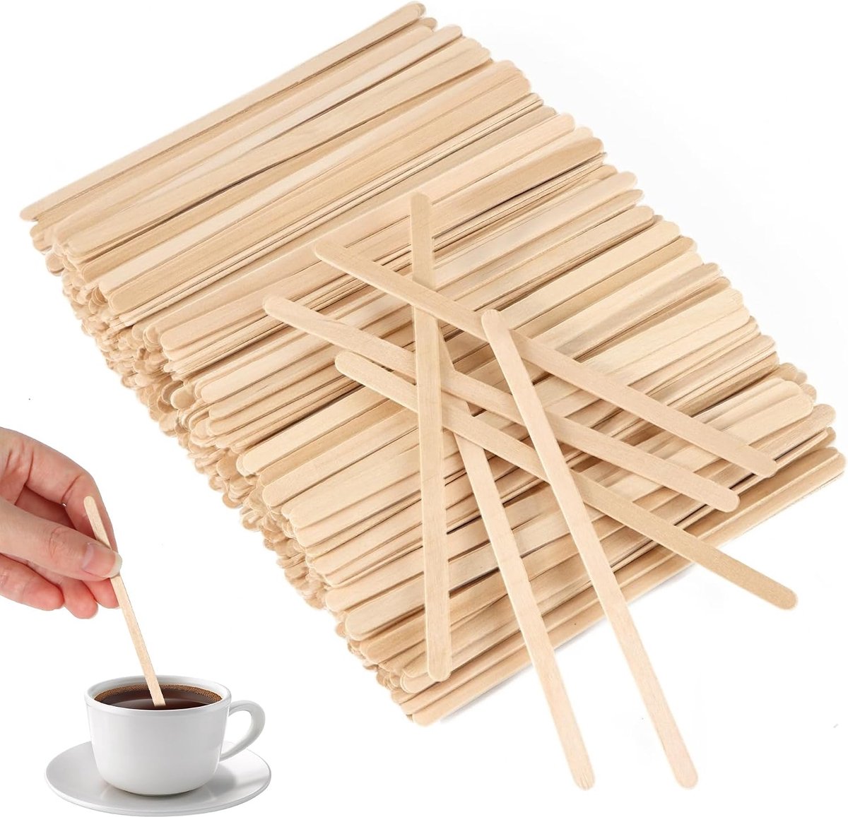 Houten roerstaafjes 11 cm - Biologisch afbreekbaar - Voor warme en koude dranken - 400 stuks - SnelShoppen