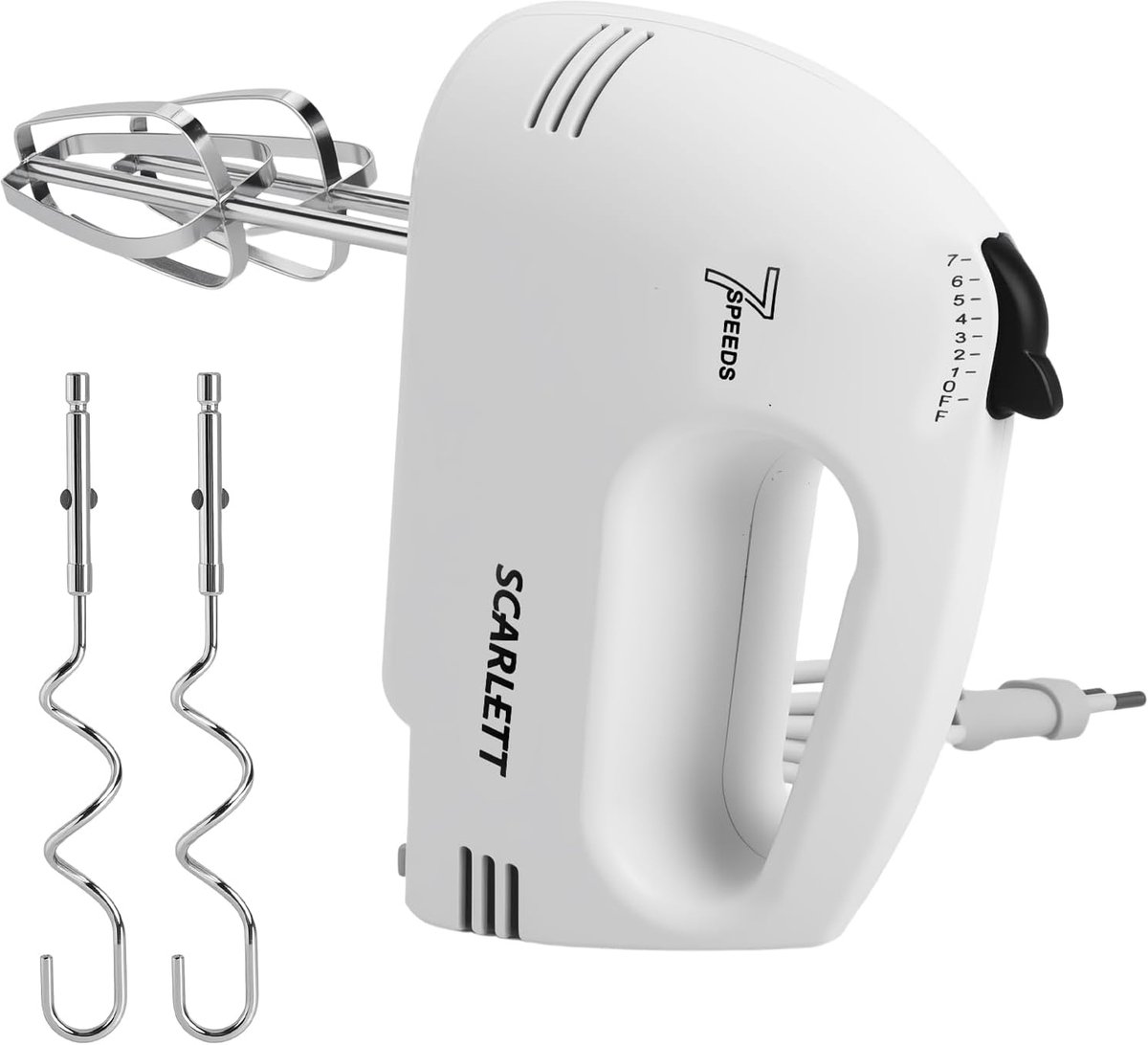 Handmixer 7-traps - roestvrij staal accessoires - vaatwasmachinebestendig - ideaal voor bakken - SnelShoppen