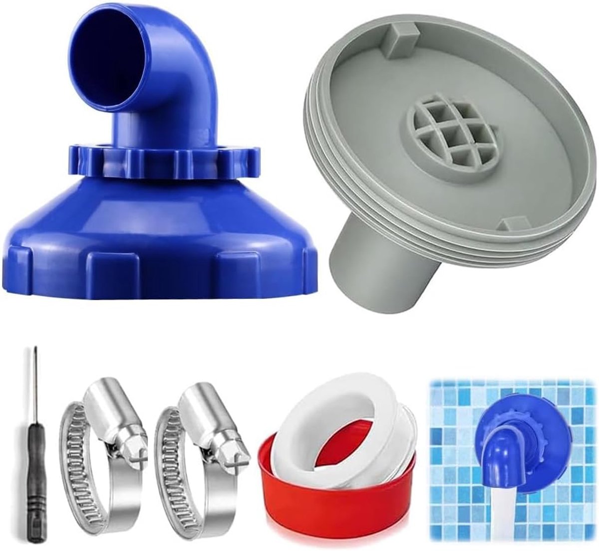 Poolnozzle 360° draaibaar - 6-delige sproeiset 32 mm - verstelbare uitlaat voor optimale watercirculatie - SnelShoppen