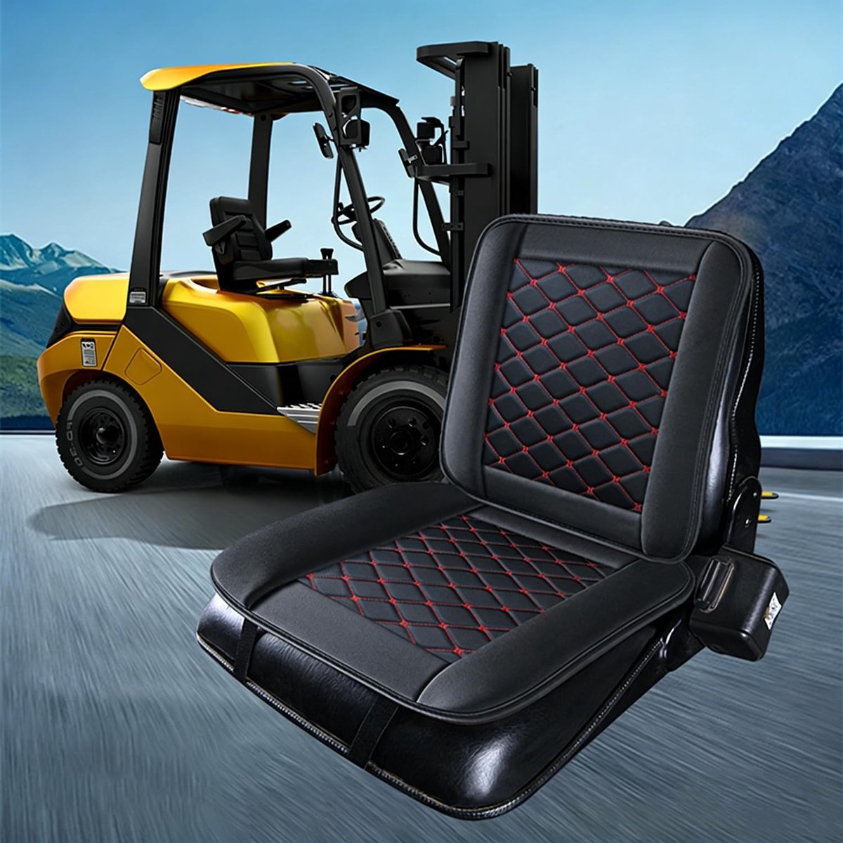 Tractor Stoelhoes Universeel - PU Leer - Zwart Rood - Bescherming tegen vuil en slijtage - SnelShoppen