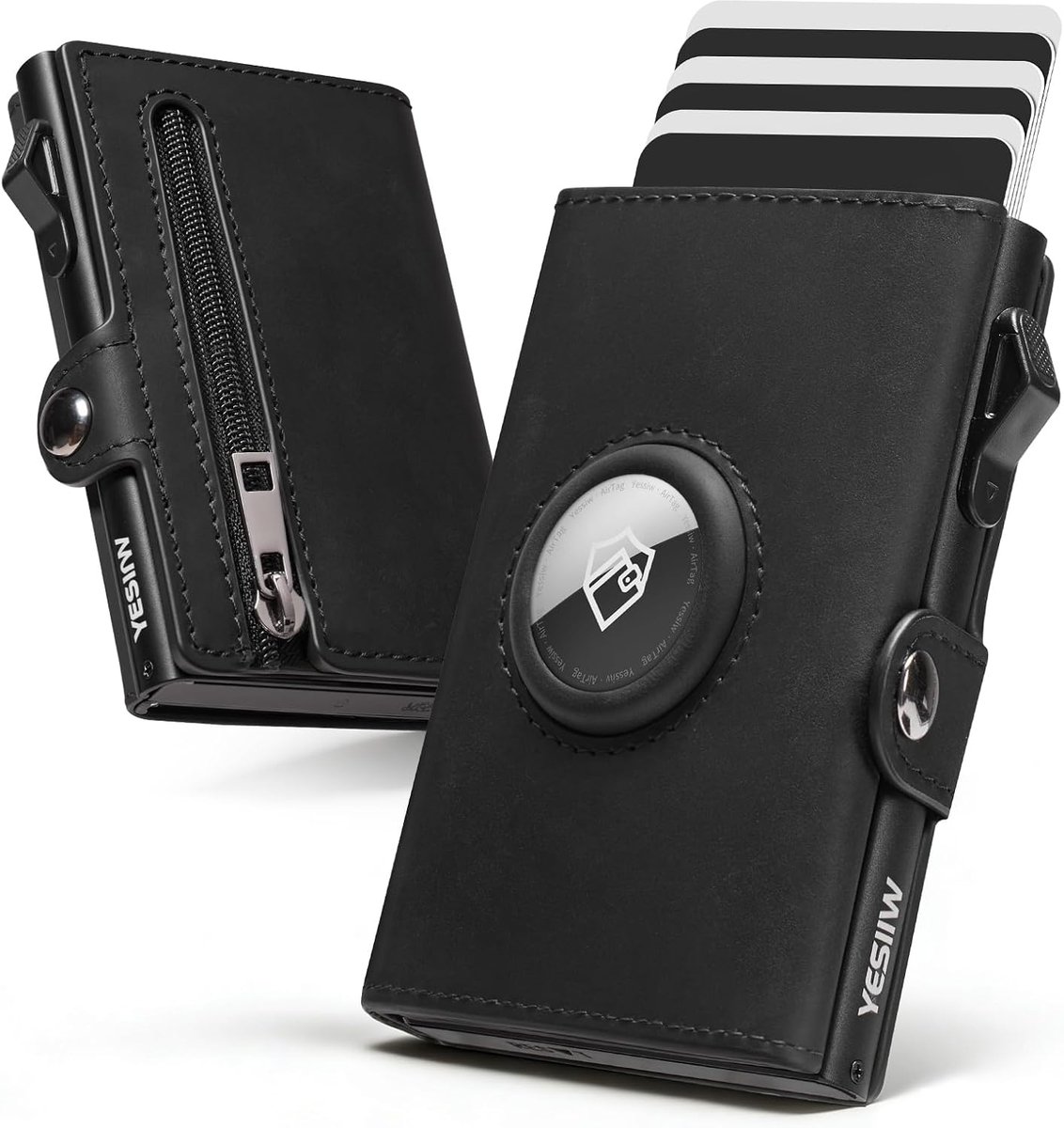 Portemonnee mannen - Bifold echt leer - RFID blokkeren - Met ID venster en rits muntvak - ShopVlot