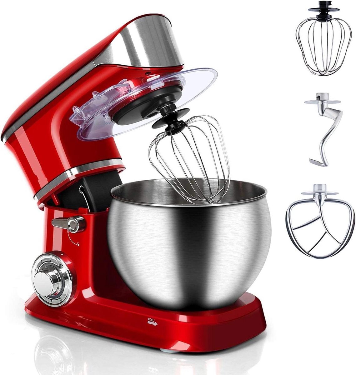 Keukenmachine - Standmixer Mixer - Voedsel Bereiden - Gietijzeren Behuizing - 1900W - Rood
