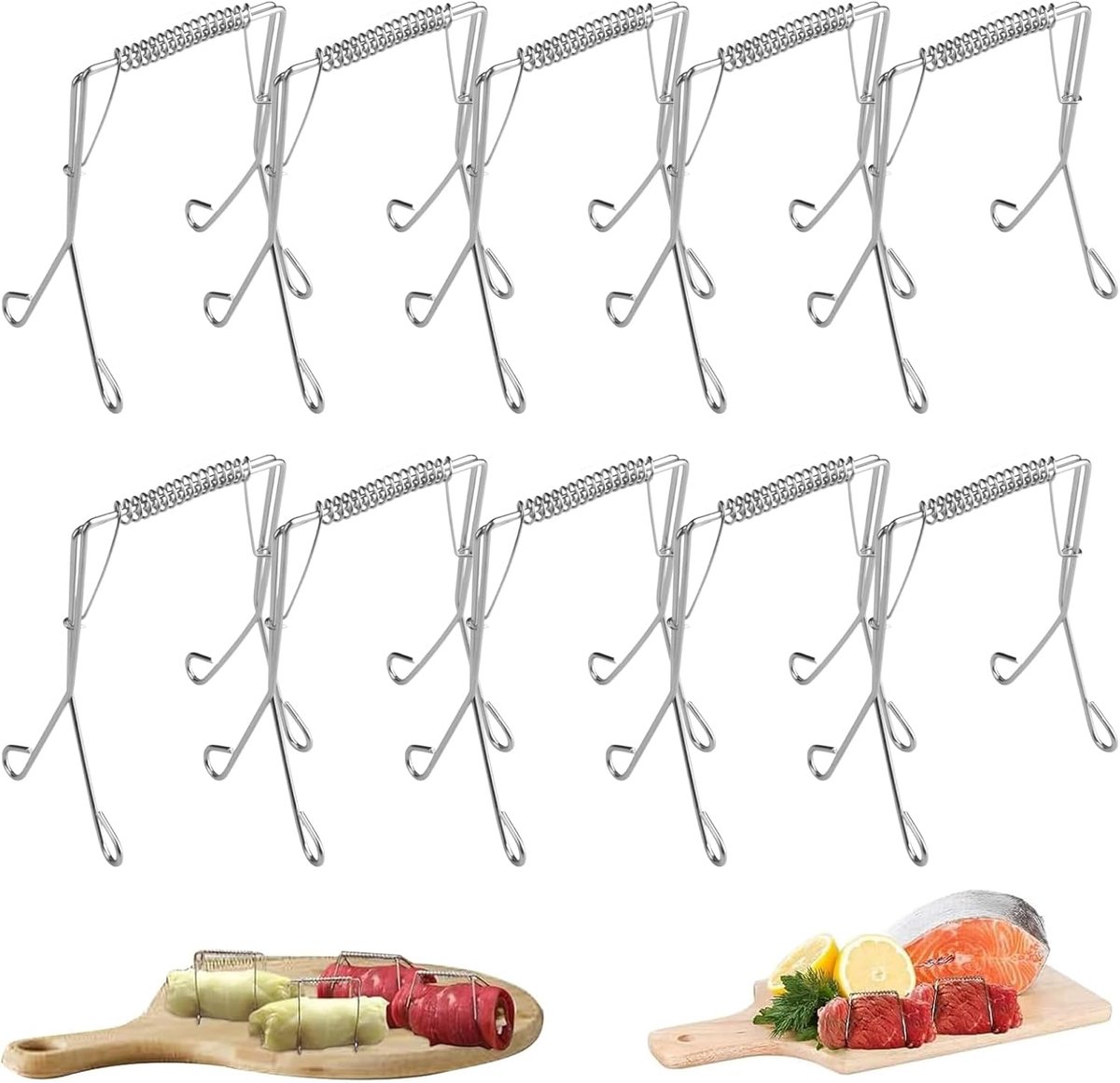 10 stuks rouladenklemmen, van roestvrij staal, rouladenbinders, rouladennaalden, roestvrij staal, herbruikbaar - SnelShoppen