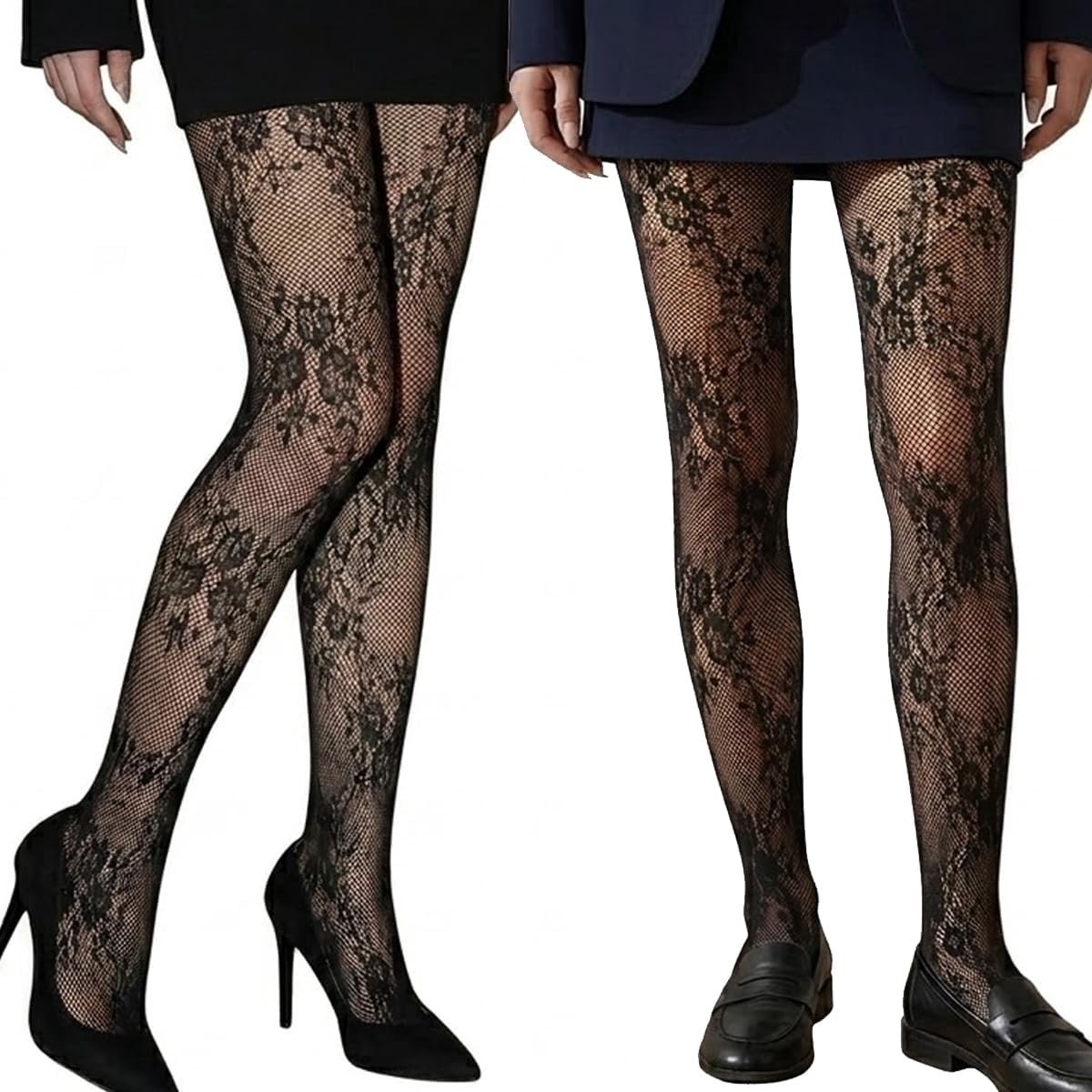 Strumpfhose met bloemenpatroon - vintage mesh - slankmakend - perfect voor feestjes - ShopVlot
