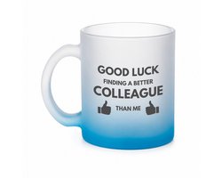 Good luck finding theeglas frosted blauw - 330 ML - Collega - succes - theemok - theeglazen - koffiebeker - werk - afscheidscadeau - verjaardagscadeau - kado