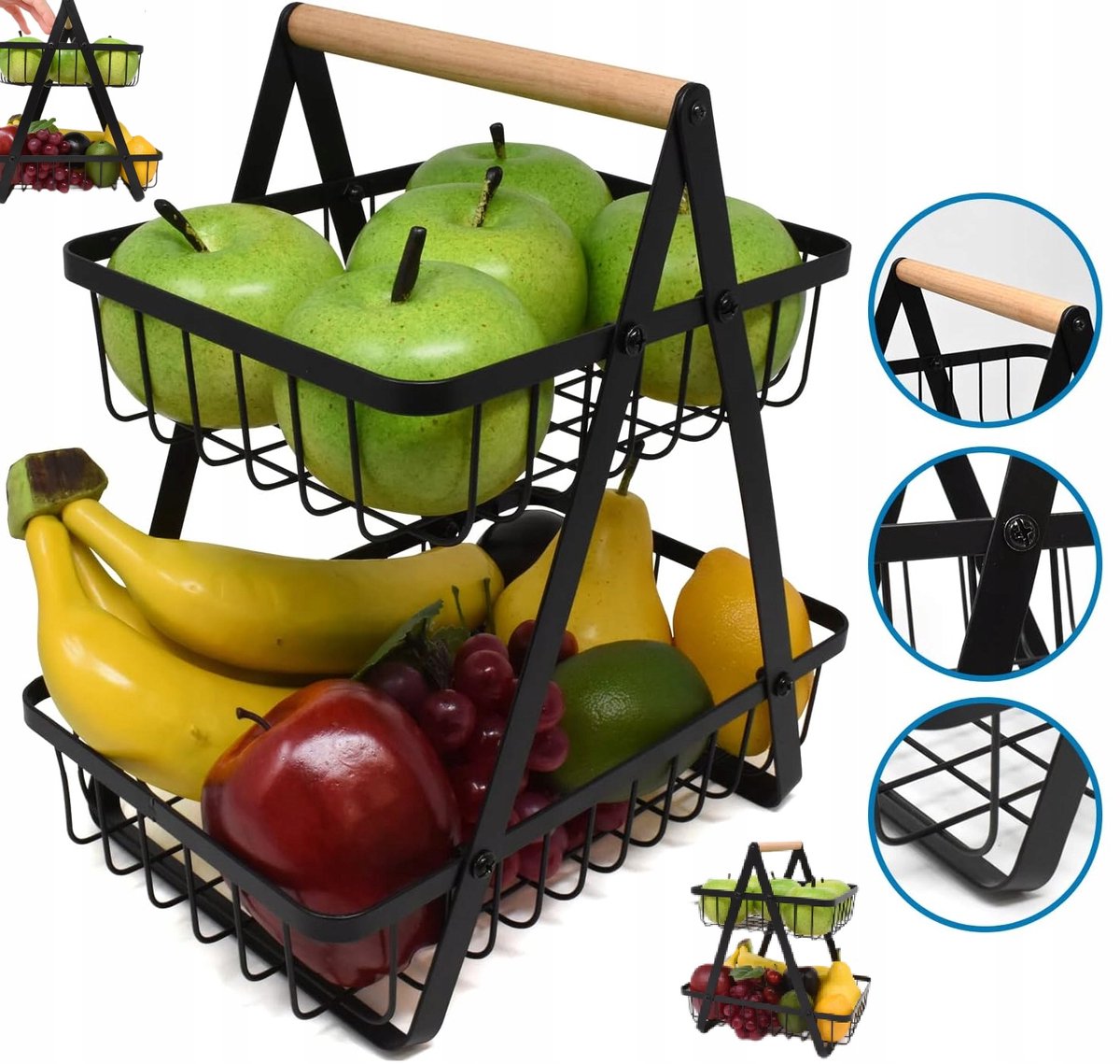 Merkloos 2-Laags Fruitmand Organizer - Stijlvolle Keukenopglas