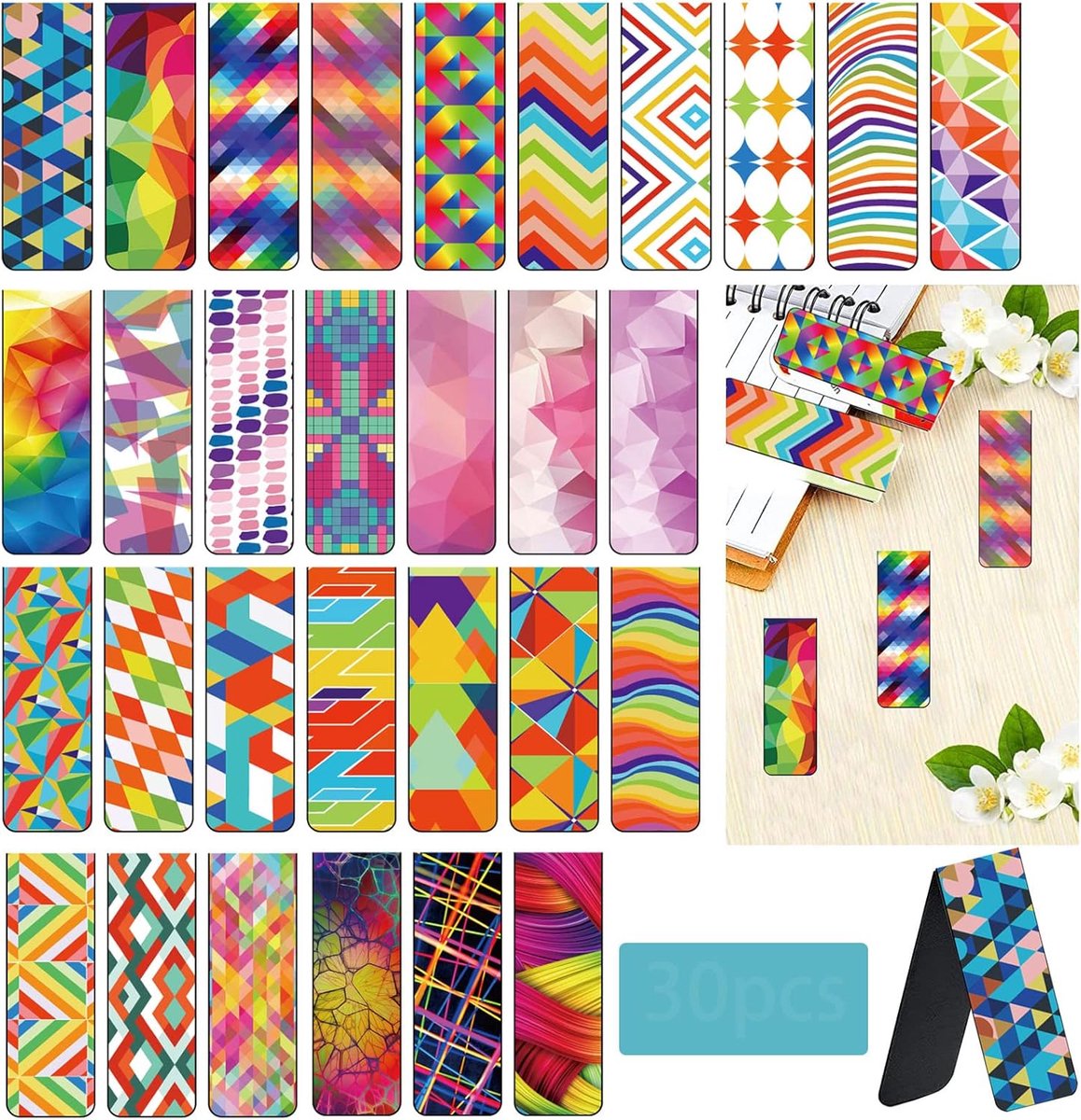 Magnetische boekenleggers 30 stuks - kleurrijke ontwerpen - stevige grip - ideaal voor school en thuis - ShopVlot