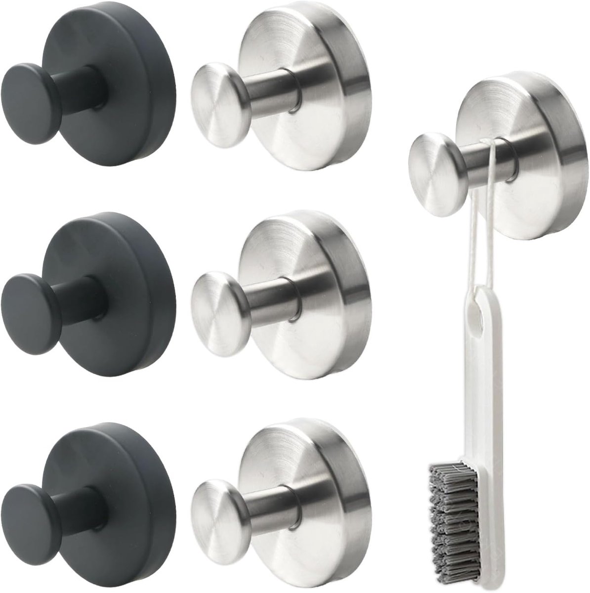 Suction Cup Hooks Extra Sterk - 6 Stuks (3 Zwart + 3 Zilver) - Waterdicht - Ideaal voor Handdoeken - ShopVlot