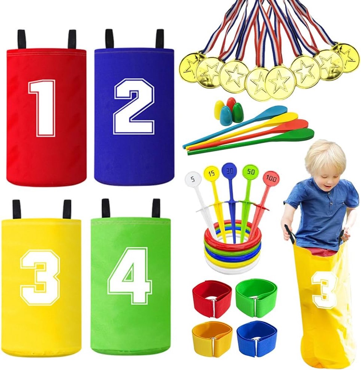 Buitenspellen voor kinderen - 4 tot 6 jaar - pocket springers en ei-race - leuk voor verjaardagen - ShopVlot