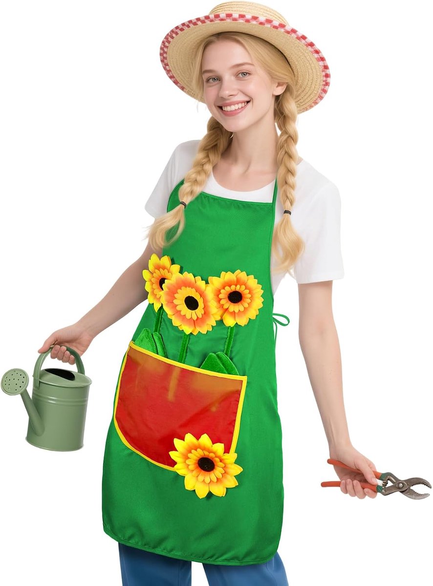 Schort voor vrouwen en mannen - verstelbaar bloemenmotief - zonnebloemen - ideaal voor koken en bakken - ShopVlot