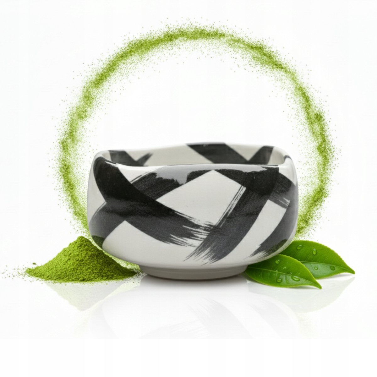 Merkloos Merkloze Keramische Matcha Kom - Uniek Kalligrafie Design