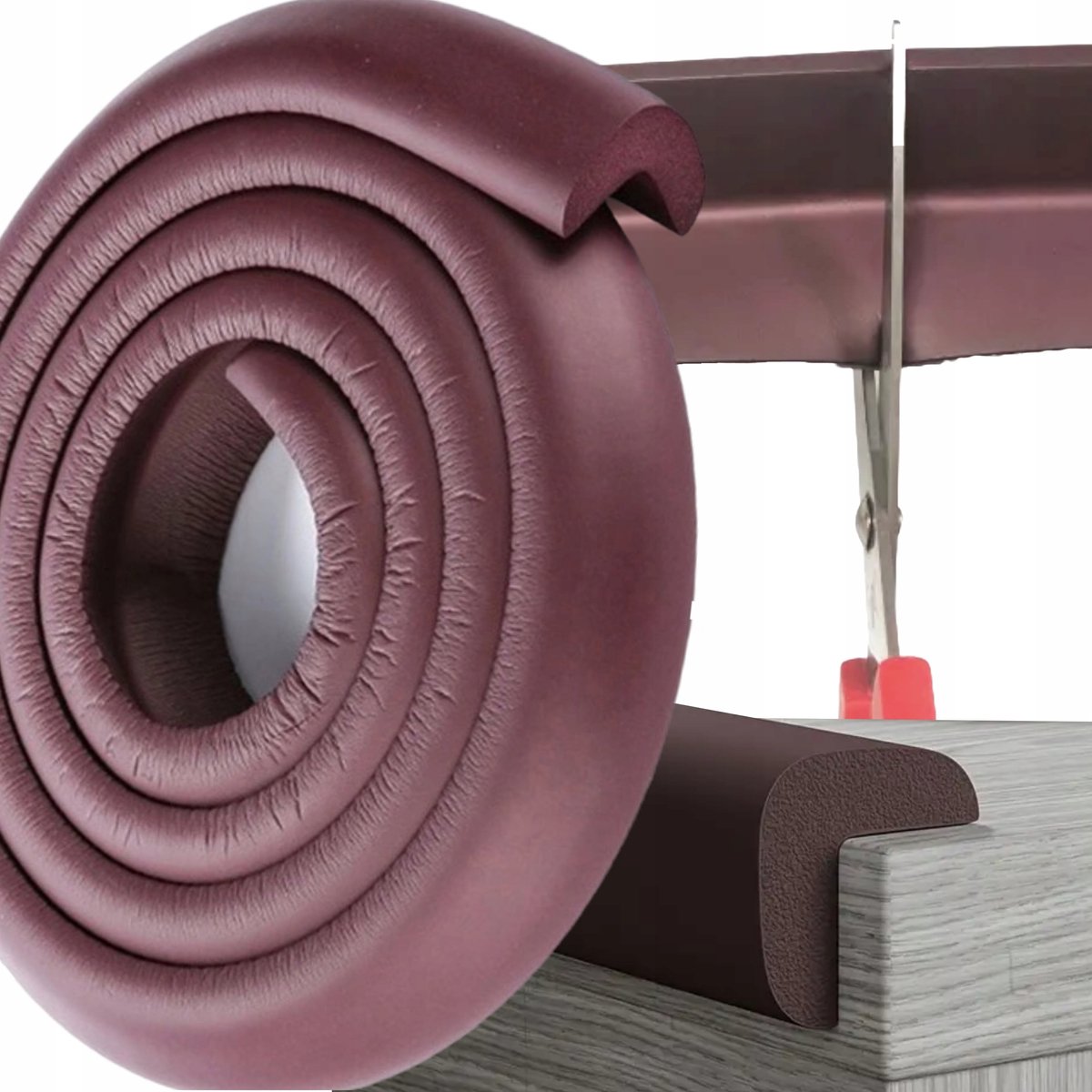 Merkloze Schuimrubber Beschermstrip voor Hoeken - 200 cm Kastanjebruin