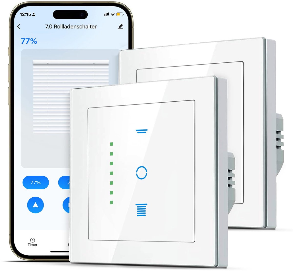 Slimme rolluikenschakelaar - 7e generatie - WLAN timer - Bedien je rolluiken met spraak - ShopVlot