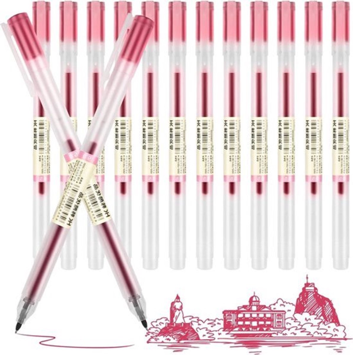 12 stuks extra fijne gel inktpen - 0.5 mm punt - rollerball voor soepel schrijven - rood .