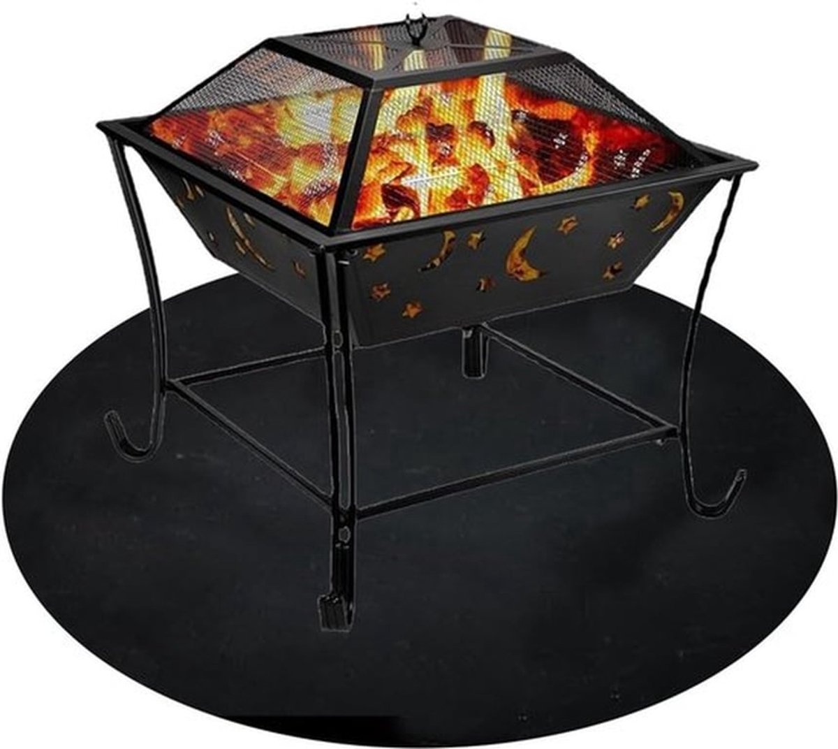 BBQ grillmat - vuurkompad - Rond Zwart - vuurvast - 3-laags - vloerbeschermingspad - grill - winterhaardmat