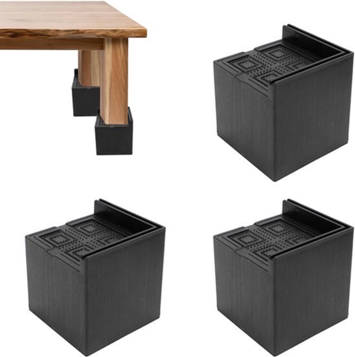 Meubels Bed Risers 4 Stuks - Heavy Duty Vierkant 3 inch - Ondersteunt tot 2200 LBS