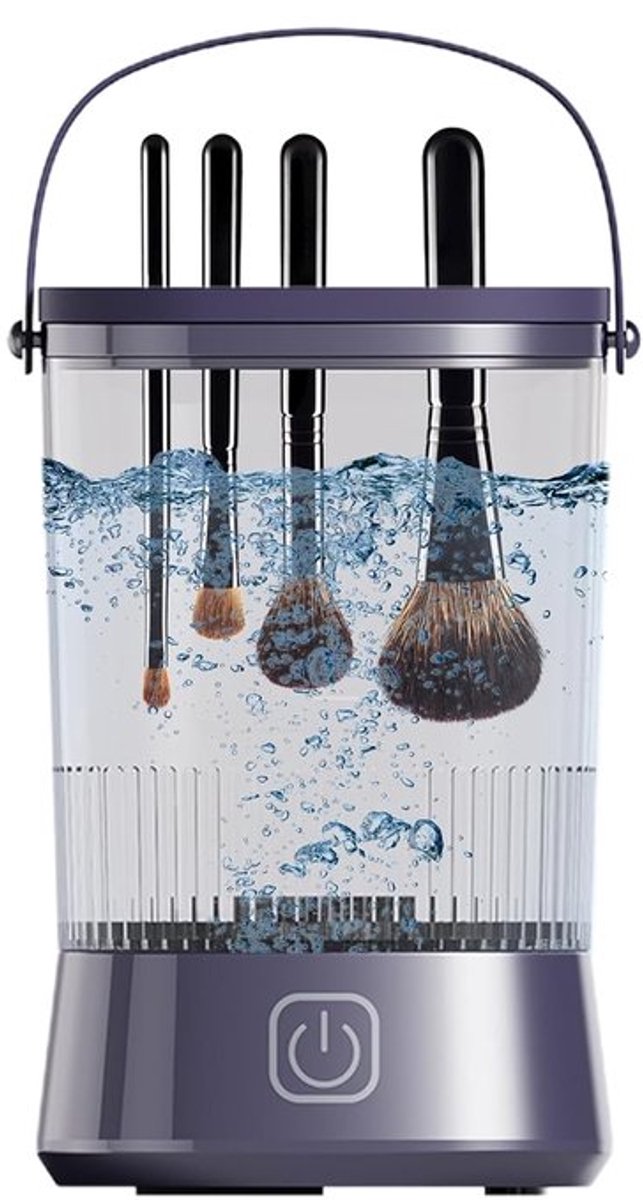 Make-upkwastenreiniger - Automatische reinigingstool voor make-upkwasten - Geschikt voor sponzen en beautyblenders - Efficiënte en gebruiksvriendelijke dagelijkse make-upreiniger - Draagbaar (paars - 15,3 * 9,6 * 10 cm)
