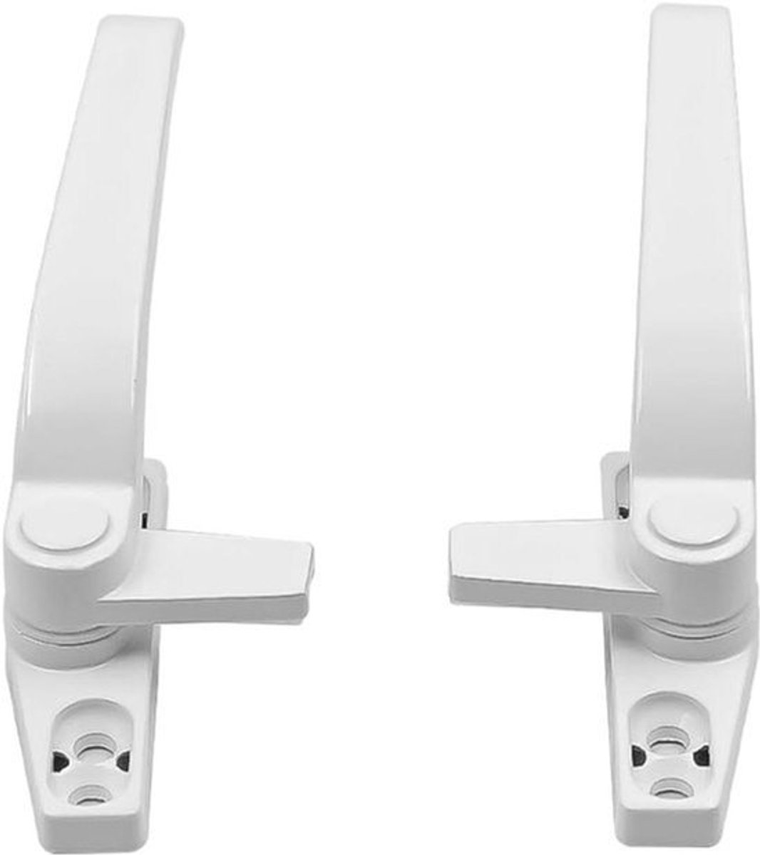2 stuks UPVC raamgreep links en rechts met aluminium raamsloten - wit