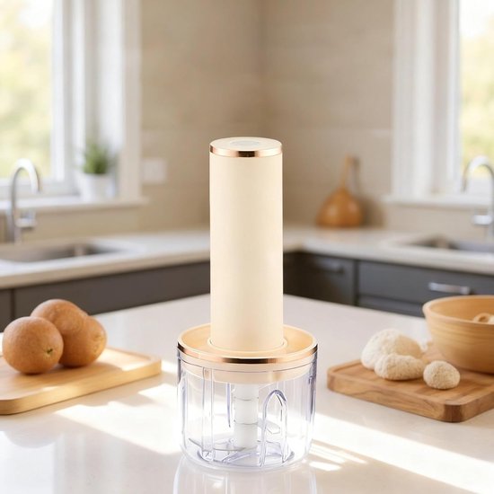Draadloze Handmixer Set - Elektrische Garde Keuken - Bakken en Mixen - 4-in-1 Multifunctioneel - 300 ml - Beige — afbeelding 4