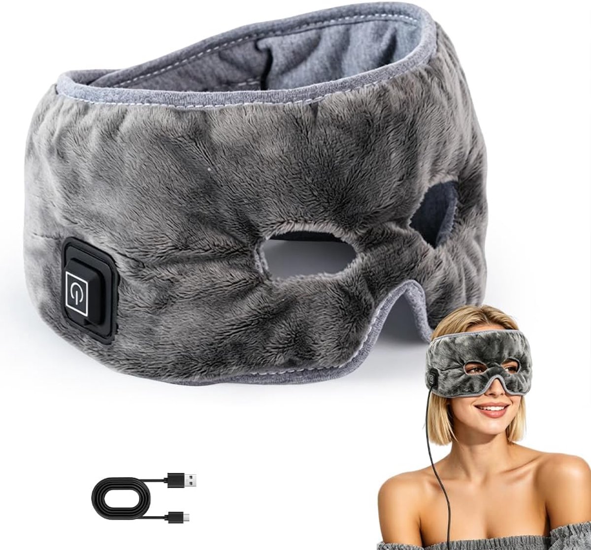Verwarmd Oogmasker - Verstelbaar met USB-kabel - 3 Warmte-instellingen - Vermindert Oogvermoeidheid - SnelShoppen