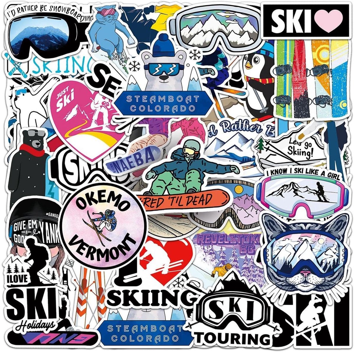 Ski stickers 100 stuks - cartoon graffiti - waterproof PVC - ideaal voor decoratie - SnelShoppen