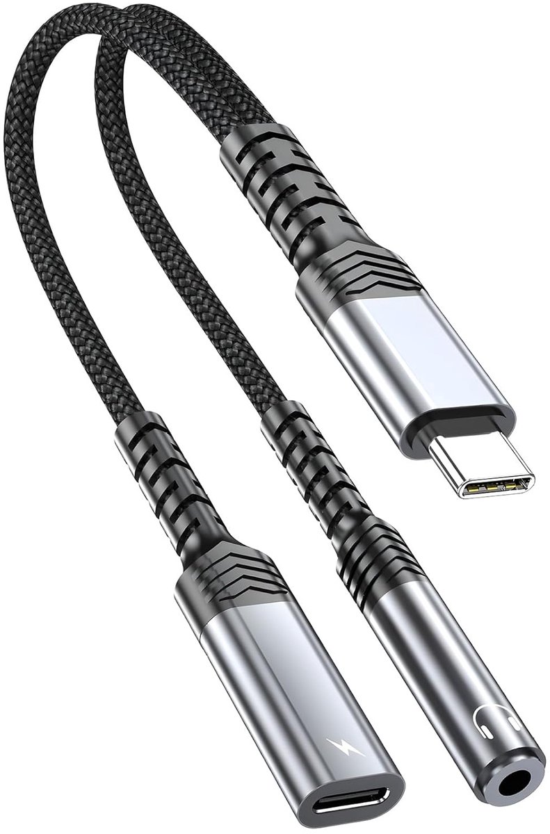 USB C hoofdtelefoonadapter en opladen - 2-in-1 Type C naar 3.5mm jack - Hi-Res audio - ideaal voor onderweg - SnelShoppen