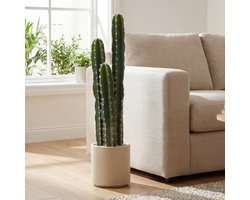 Kunstplant Cactus 95 Cm Met Decoratieve Pot – Realistisch Drie-Stengelig Ontwerp – Kunststof – Groen – Binnen Decoratie